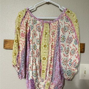 Bohemian Floral Patchwork Blouse